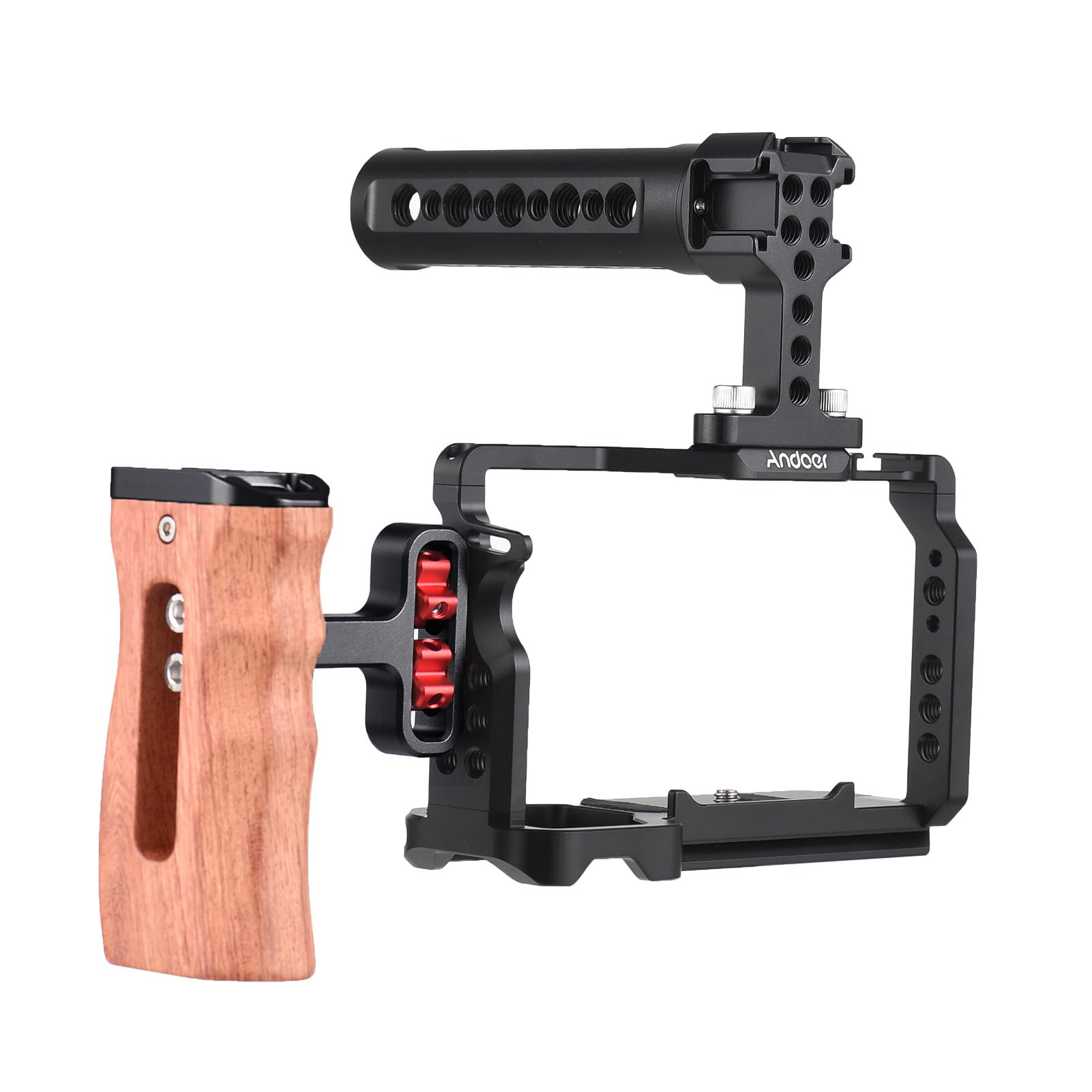 Andoer Camera Video Cage + Top Handle + Side Hand Grip Kit Aleación de Aluminio Cámara Video Cage con monturas de Zapata fría Numerosos Hilos de 1/4 de Pulgada Reemplazo para cámara Sony A7C