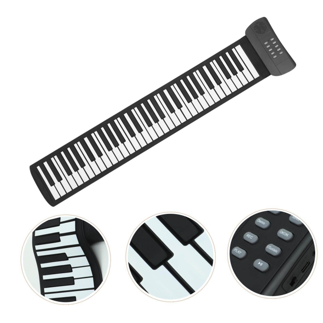 Pianoforte Leggero Portatile Elettronico Silicone Tasti in 61 e Sustain Pieghevole Pedale Ingresso Audio Mp3 Regalo per Ragazzo Ragazza