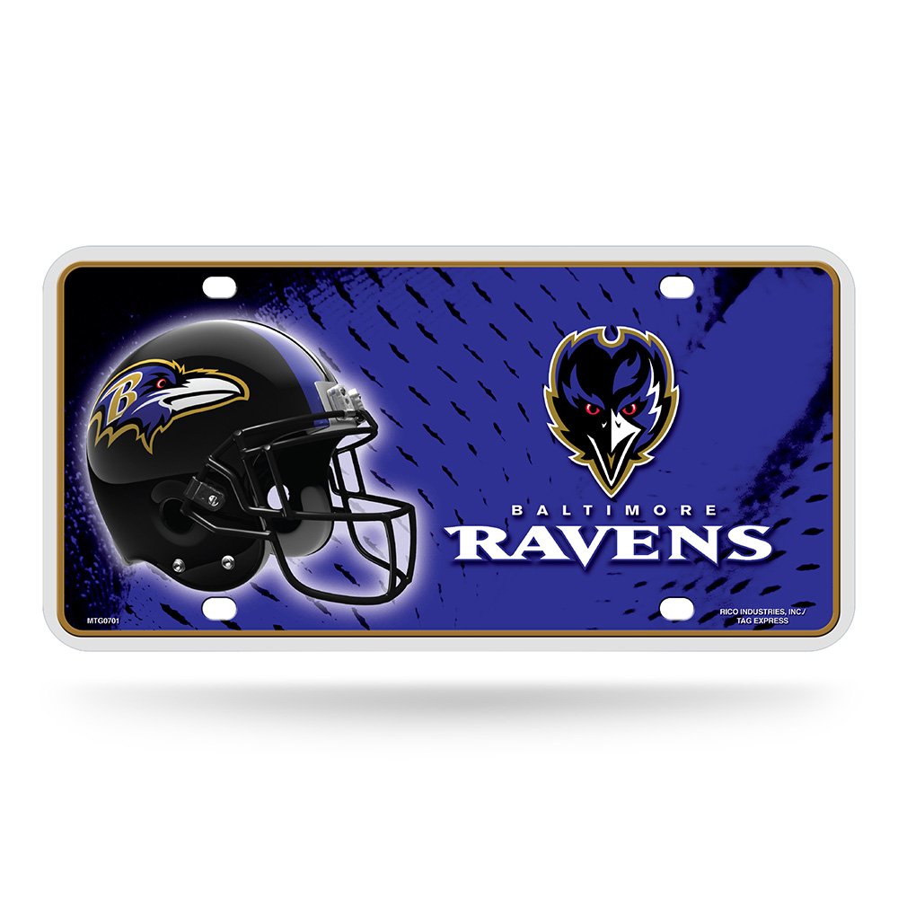 Rico Industries NFL Metal License Plate Tag, Baltimore Ravens