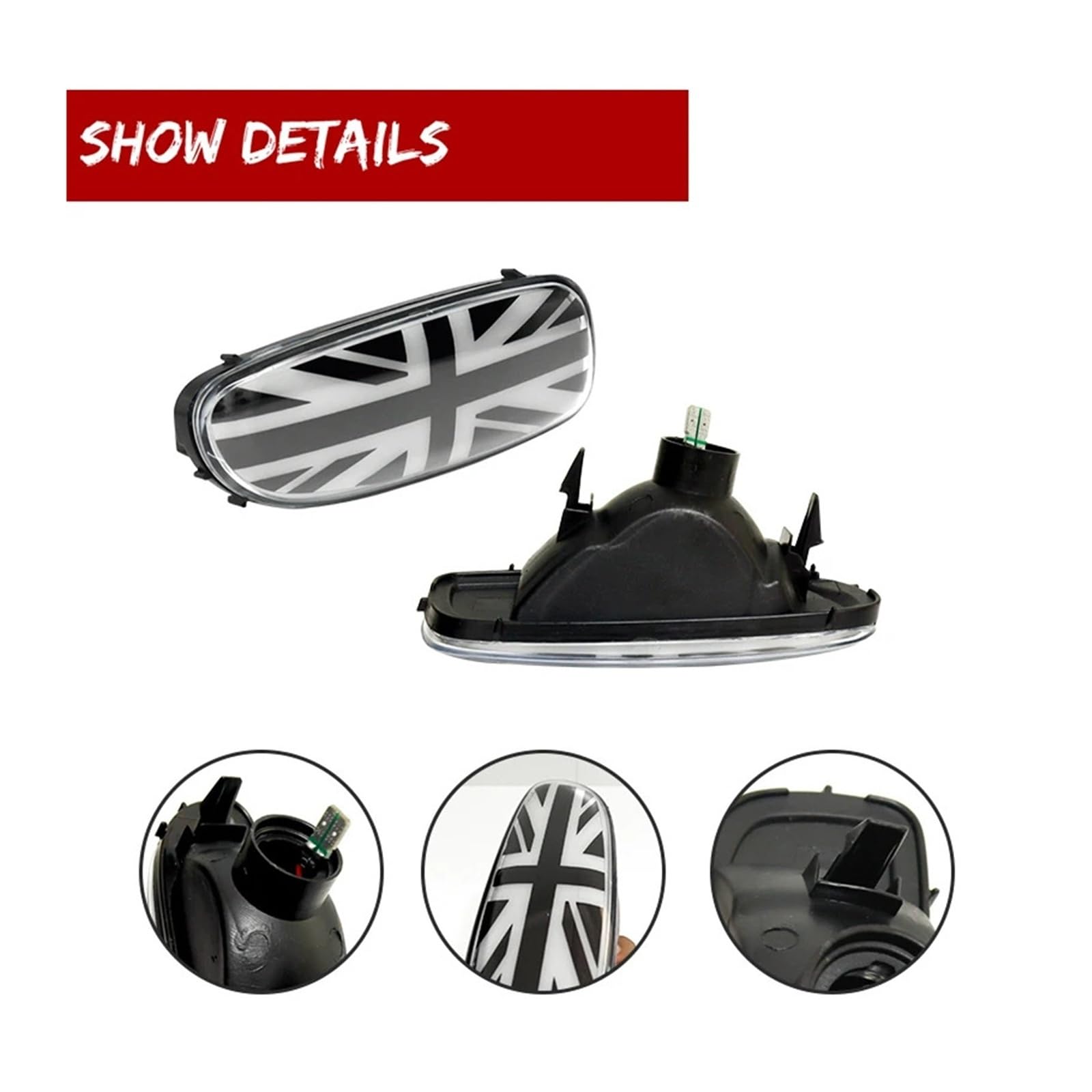 Pasuje do MINI Cooper R56 R57 R58 R59 przezroczyste soczewki Union Jack styl czerwona dioda LED reflektor tylnego zderzaka światła tylne światła przeciwmgielne światła do jazdy(Clear Lens)