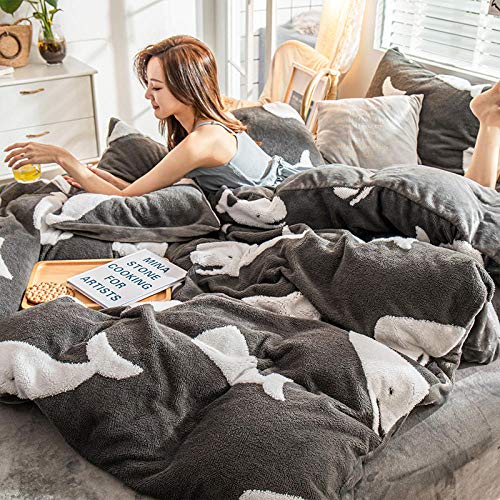 Shinon Juego de edredón Polar Doble,Invierno Lana de Cordero Calidez 