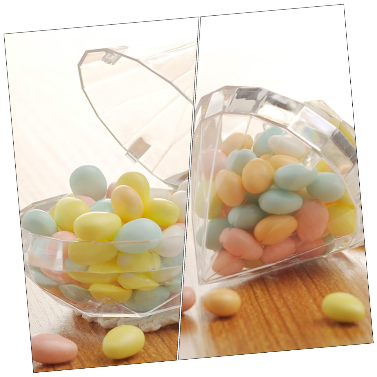 Holibanna Caja Creativa para Dulces Forma de Diamante, Material Ps Transparente, Paquete de 12 Unidades Adecuado para Almacenamiento y Fiestas