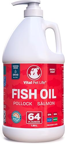 Aceite de pescado para perros – Piel y pelaje saludables, salmón, abadejo, suplemento natural para mascotas, picazón, arañazos, alergia y defensa de
