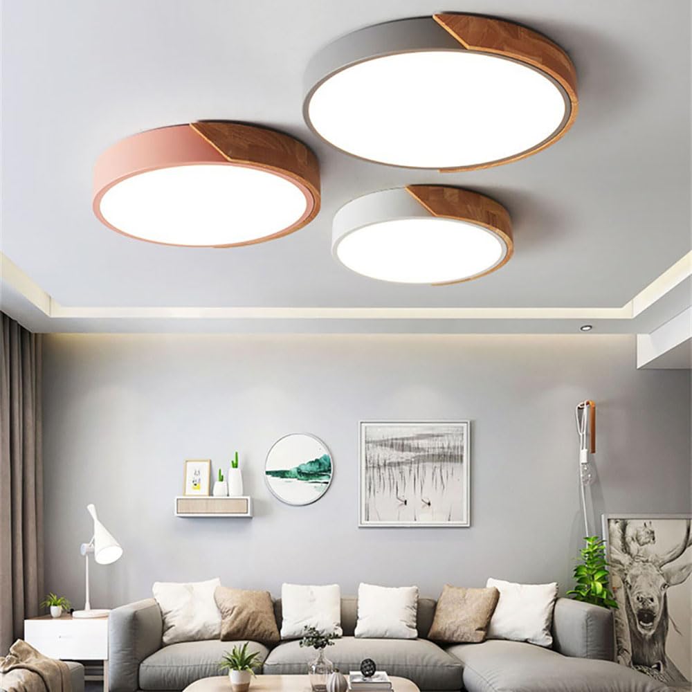 Nowoczesna drewniana lampa sufitowa LED do zabudowy 24 cale z możliwością przyciemniania do salonu i sypialni