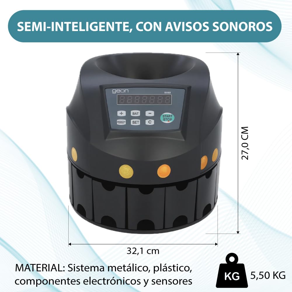 Contador de Monedas Automático Clasificador 200 Monedas/Minuto Capacidad 300-500 Compatible EUR USD Pantalla LED RS232