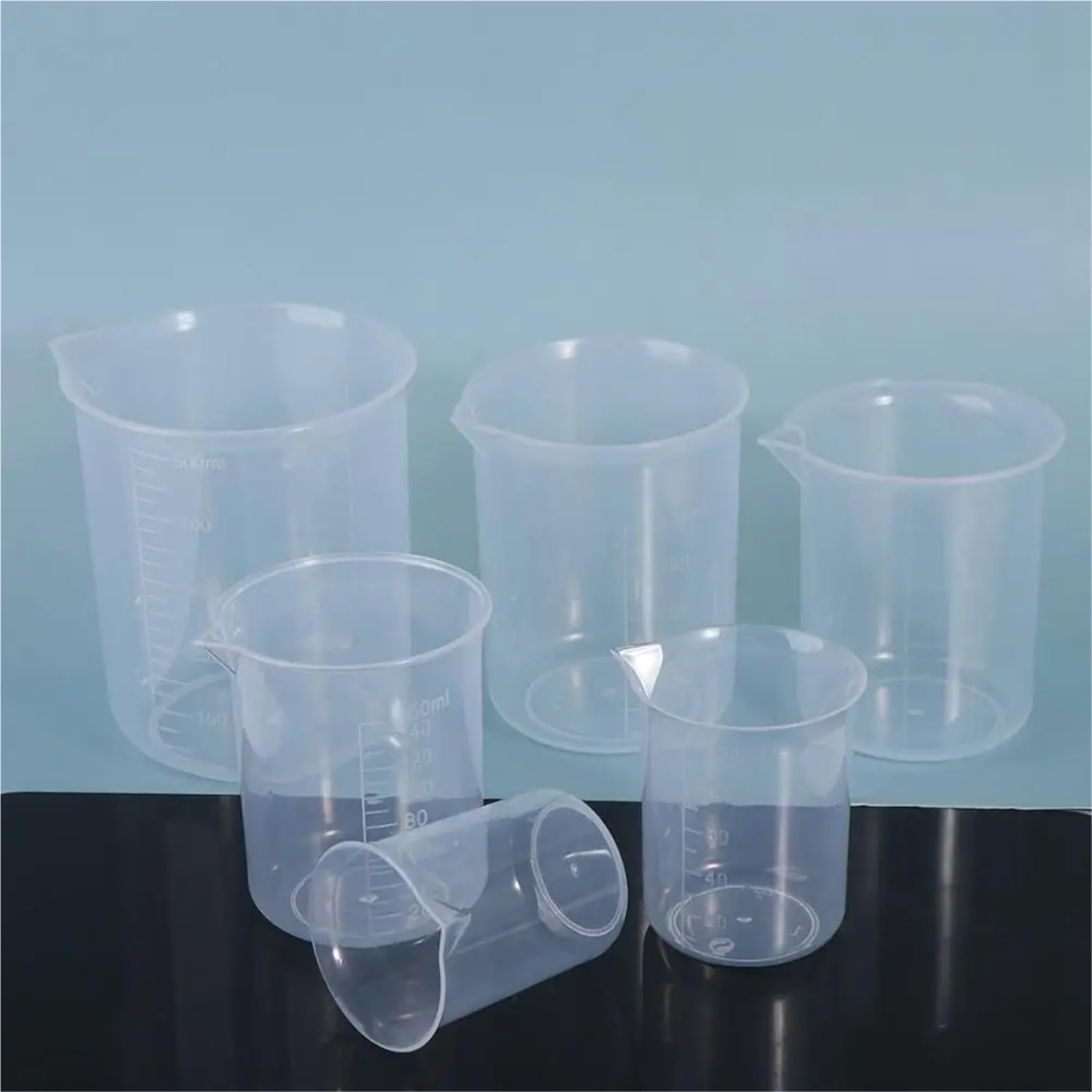 10pcs Reusable with Scale Thickened Transparent Stackable Mixing Cups Measuring Cup Graduated Cylinder Beaker Para Cocina Laboratorio(1000ml)