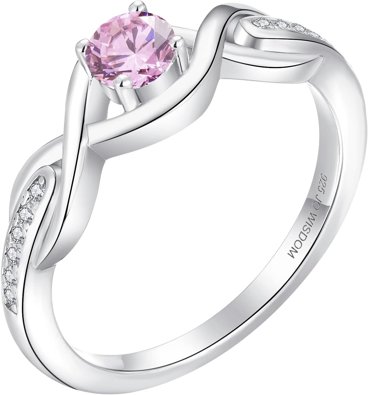 JO WISDOM Infinity Knot Promise Rings for Her Sterling Silver Cubic Zirconia Wedding Engagement Rings