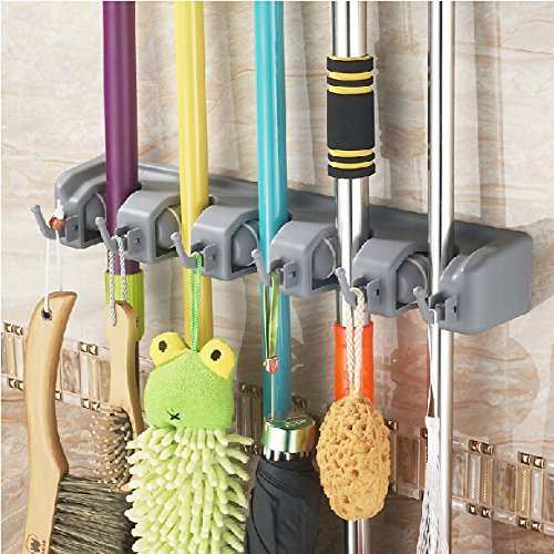 Esup Mop and Broom Holder, Broom Organizer Wall Mounted for Your Closet with Limited Space Holds Mops,Brooms,Dustpan,Shovel, (2 Pack) - Thumbnail 3