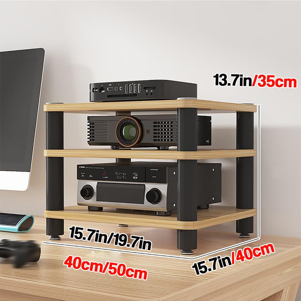 Supporto AV multimediale da scrivania, per video e audio, con ripiano in legno, armadio stereo aperto, armadio componente, mobiletto per componenti ad angolo, mobile portatile per scrivania per
