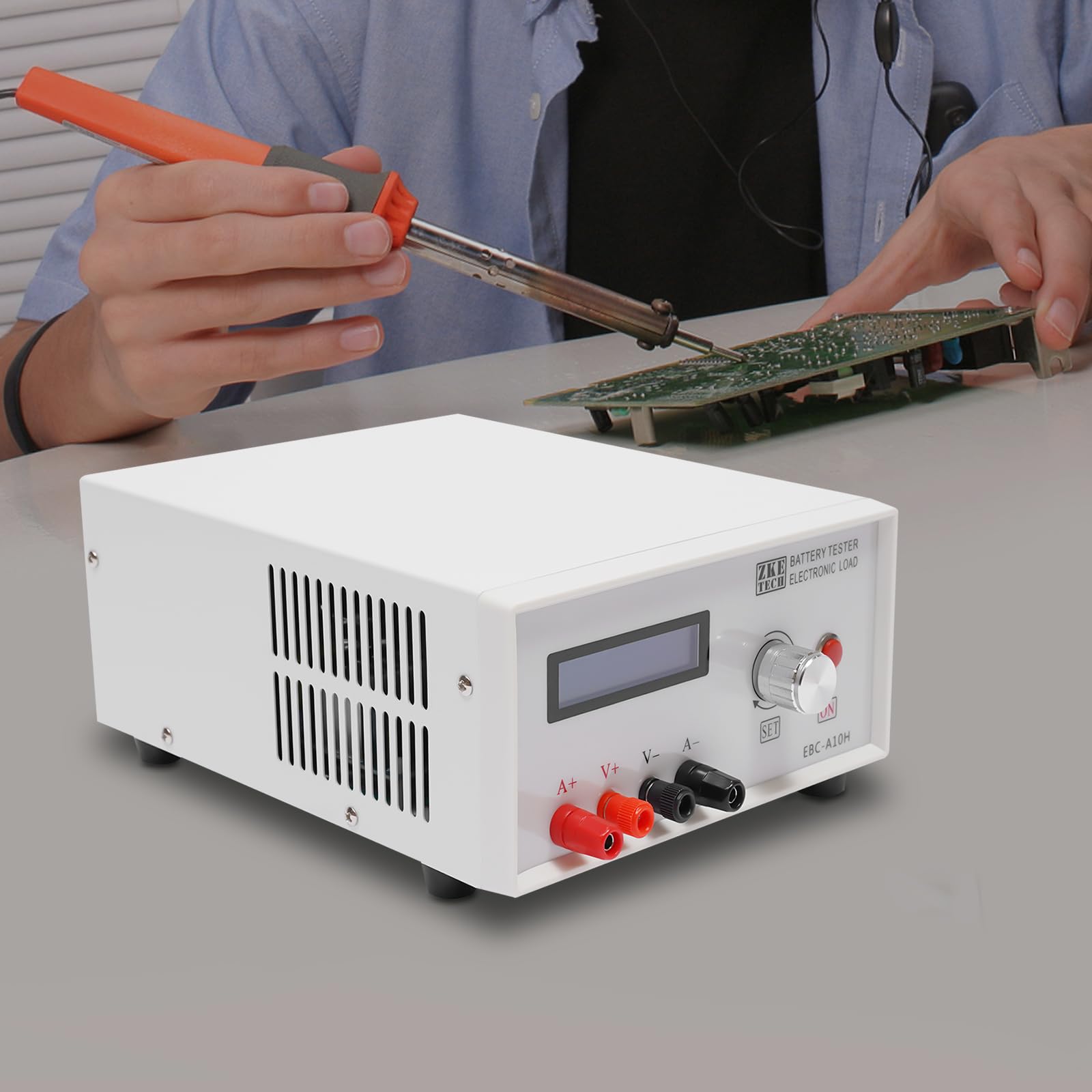 Tester elettronico per batteria, 150 W, tester per batteria, con funzione di ricarica e scarica, 10 A, tester di capacità e prestazioni per batterie al litio e al piombo, con display LCD e clip di