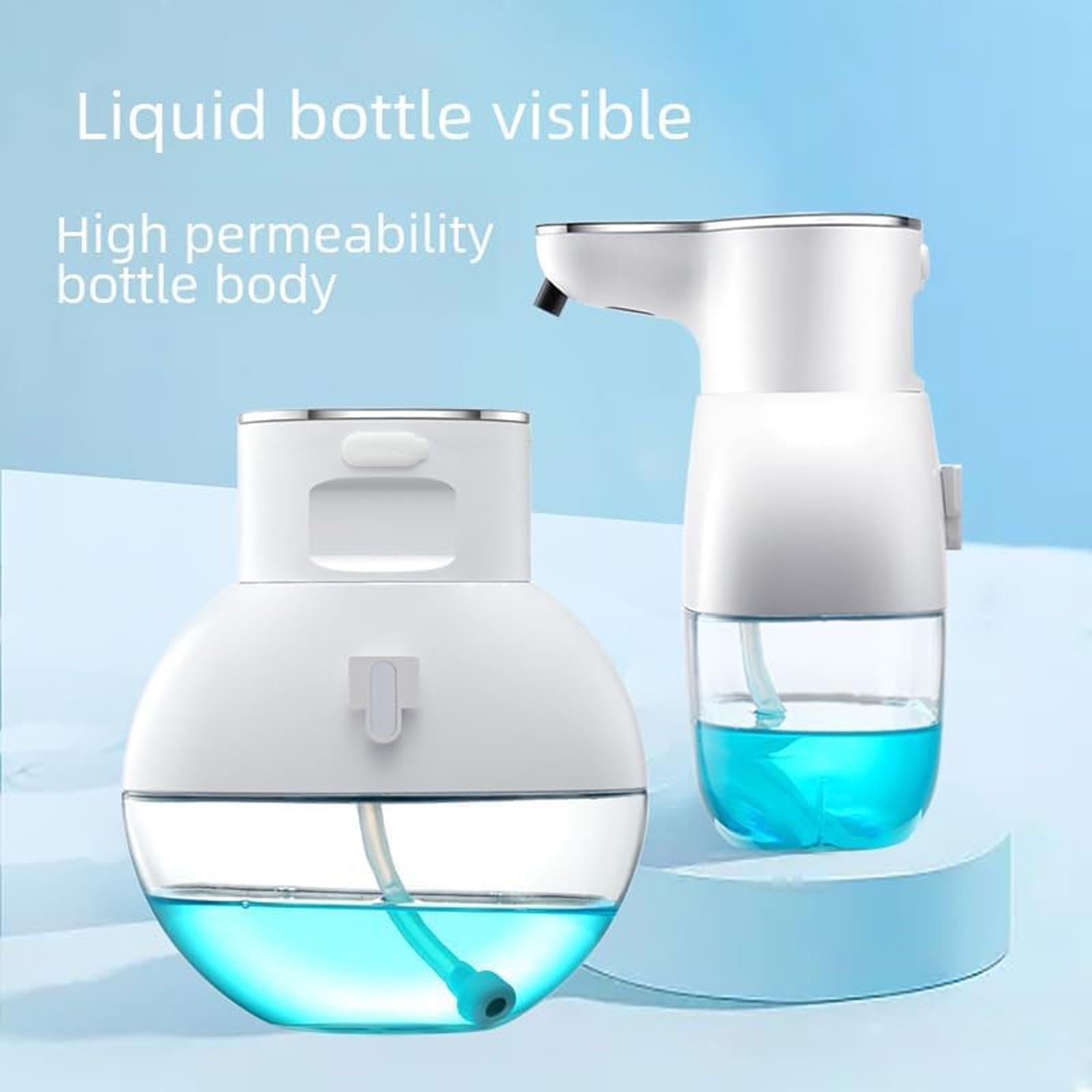 Dispensador automático de jabón con sensor automático, dispensador de desinfectante de manos sin contacto, botella de capacidad de 400 ml, modelo de espuma, capacidad visible