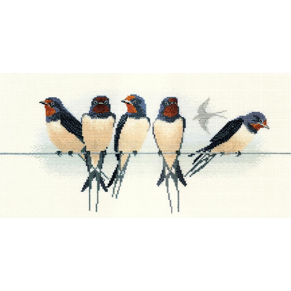 Derwentwater Designs Multi Colour Counted Cross Stitch: Swallows