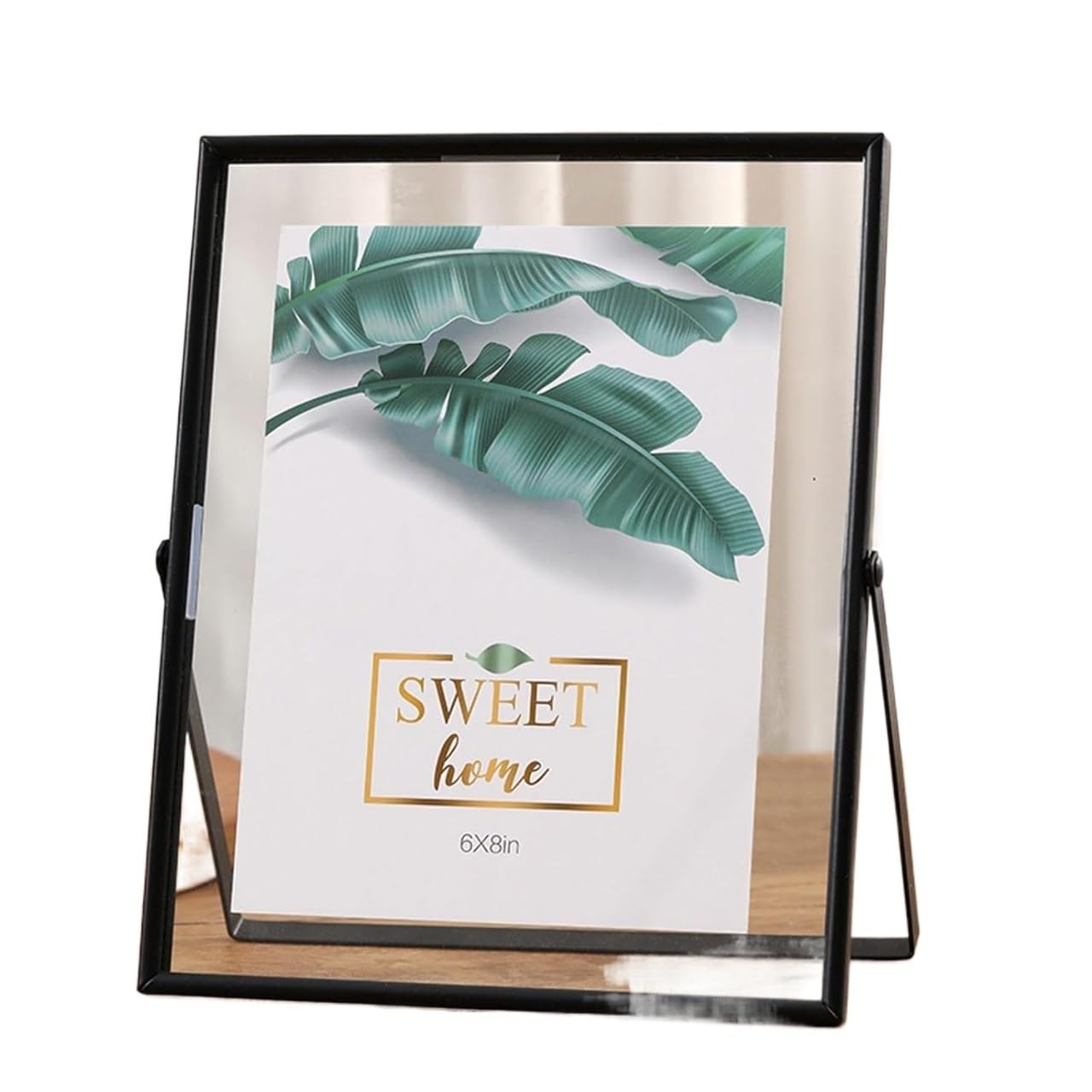 Double Sided Floating Photo Frame, Double Sided Transparent Picture Frame Black Gold Multiple Sizes(A Black,8 Inches [20.3 * 25.4cm])