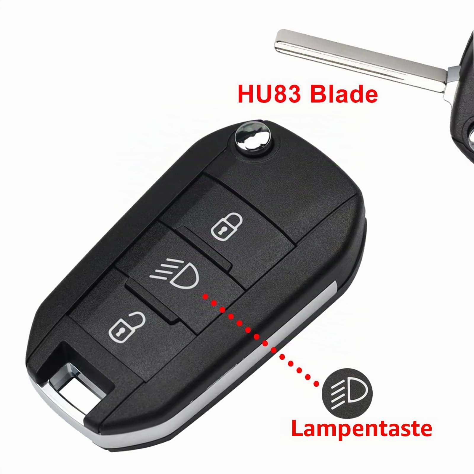 Heart Horse 3 Tasten Auto Fernbedienung Schlüssel Gehäuse für Peugeot 208 308 508 Schlüsselgehäuse, Citroen C3 C4 Cactus Ersatz Autoschlüssel Gehäuse mit 434Mhz 4A Chip und Batterie und HU83 Klinge