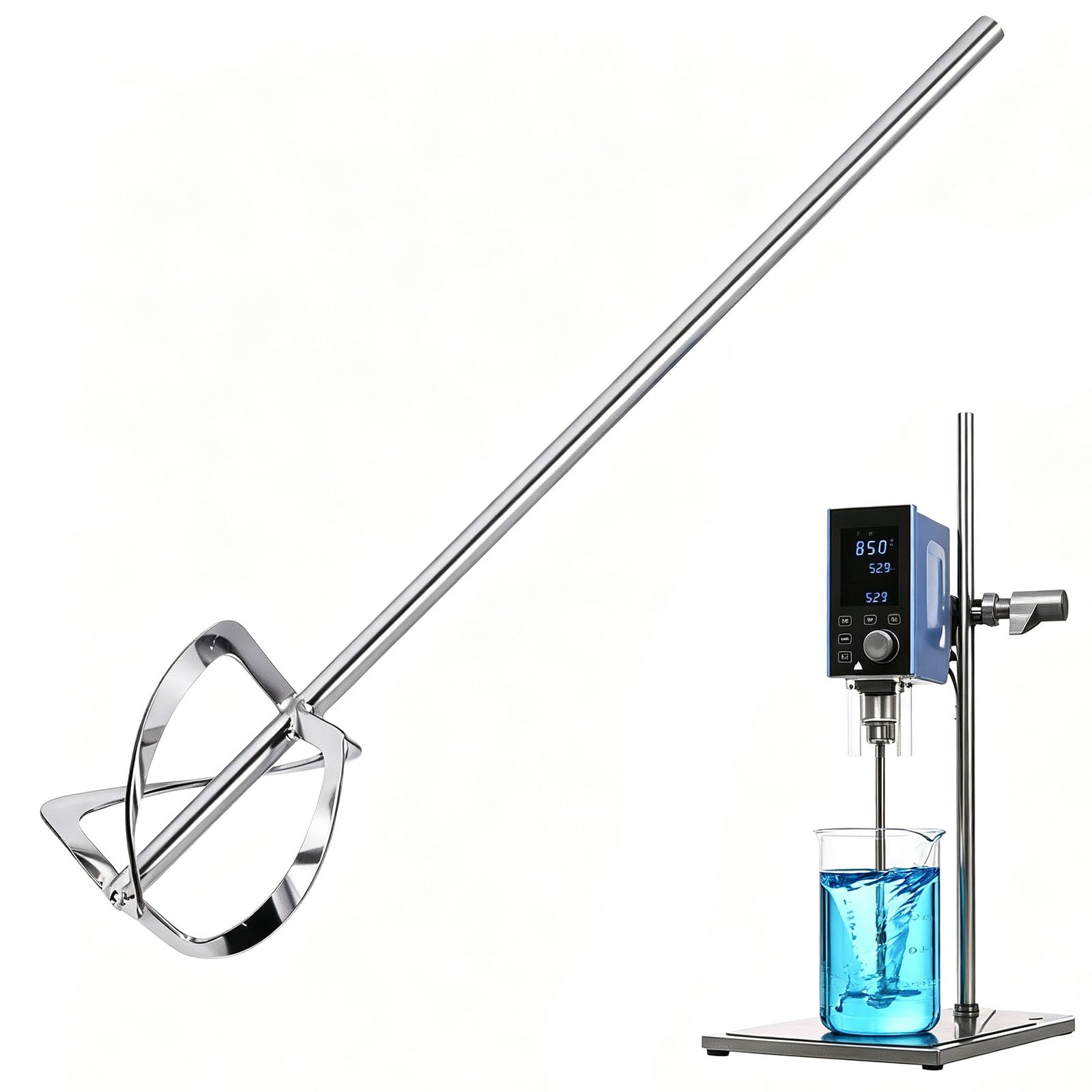 QINPI 316 Stainless Steel Helical Ribbon Mixing Paddle With Shaft For High-viscosity Liquids, Laboratory And Industrial Stirrer Attachment 80mm 8mm