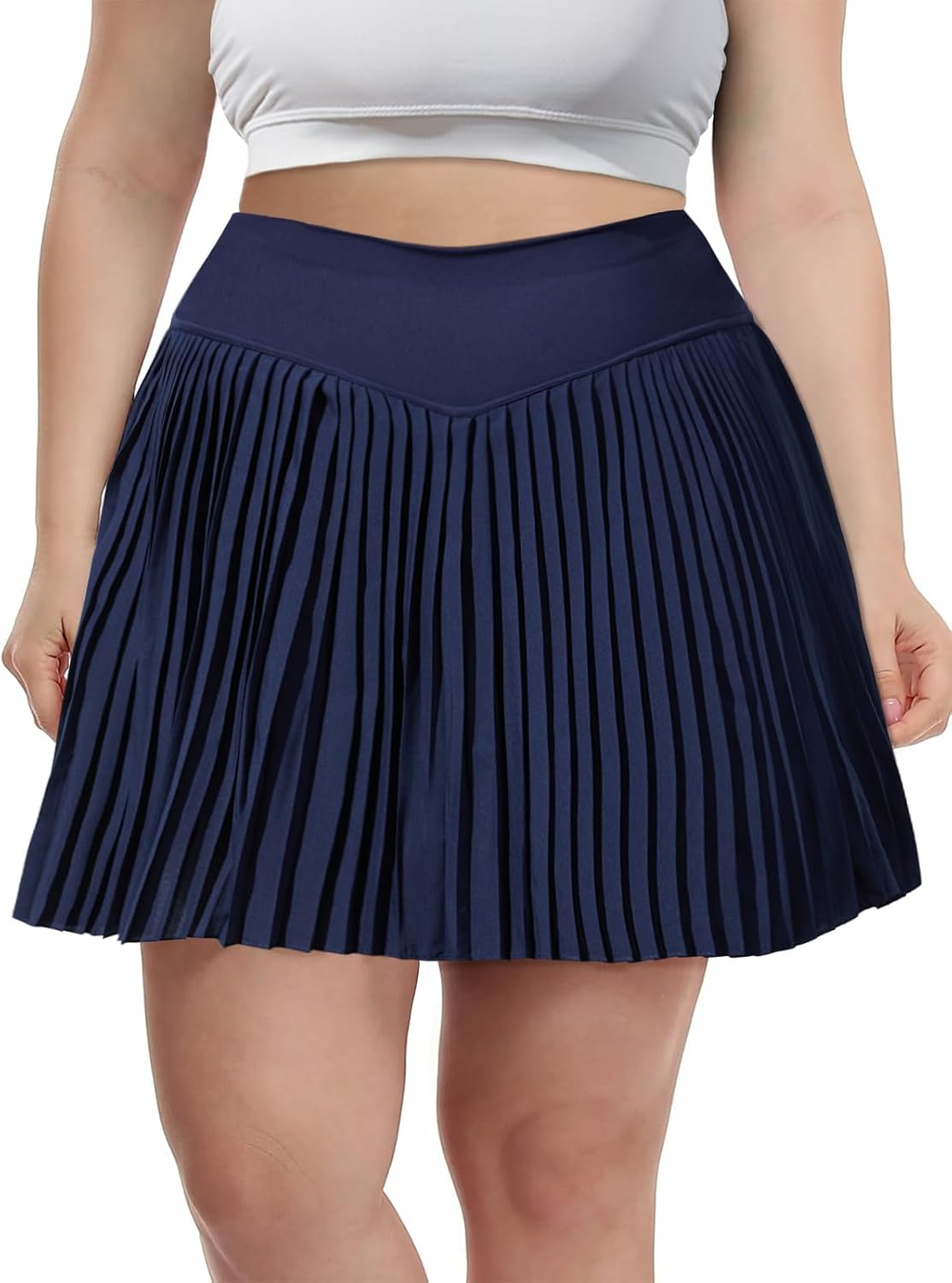 Moon Wood Plus Size Pleated Tennis Skirt with Pockets XL-5XL High Waisted Athletic Golf Skort for Workout Casual Wear