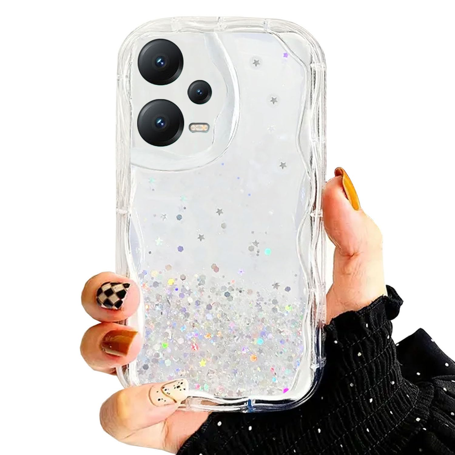 KC Back Cover for Mi Redmi Note 12 Pro 5G, Dry Fixed Non Moving Glitter Curly Wave Shape Shockproof Bumper Soft Silicone Case with Camera Protection (Transparent) (B0CY8N9SJK) Amazon Price History, Amazon Price Tracker