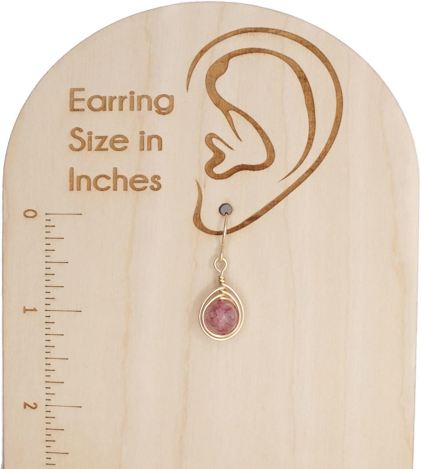 Pillar of Salt Studio Handcrafted Earrings Yellow Gold-filled Wire Wrap with Strawberry Quartz Gemtones (3/4" drop)