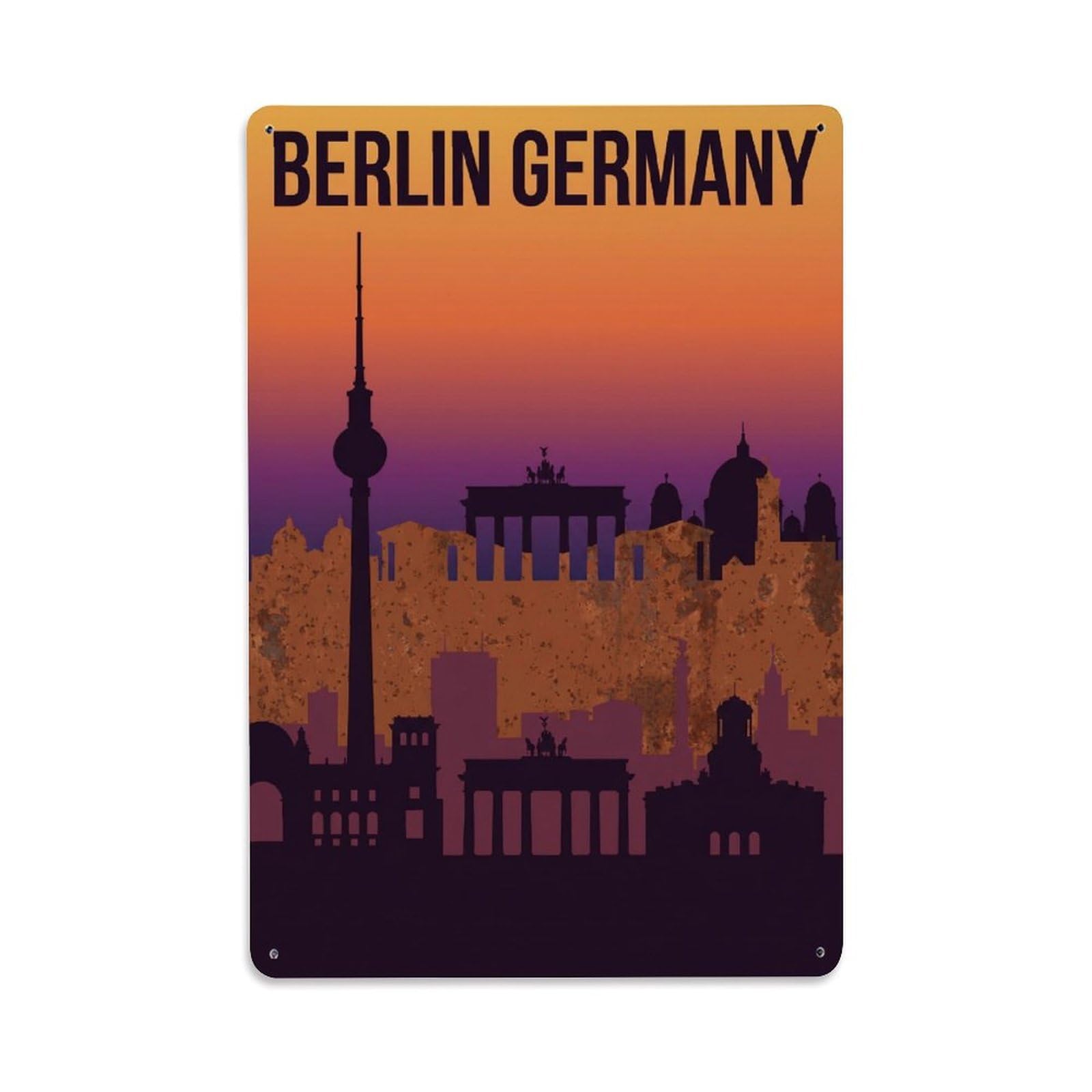 Gead 8X12inch Style Vintage Travel Berlin Germany Cityscape Metal Tin Sign