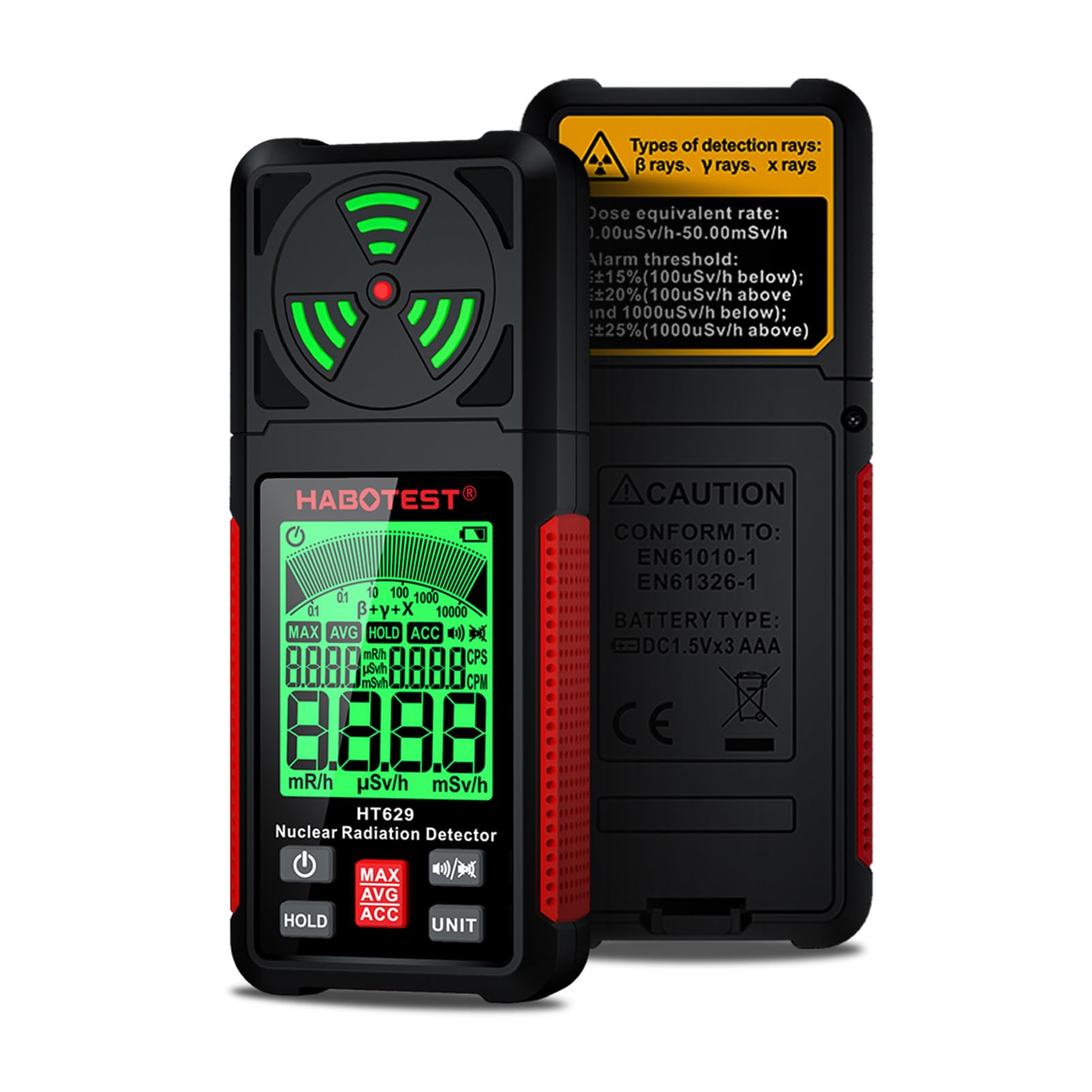 Hancaner Geigerzähler Dosimeter Strahlungsdetektor LCD-Display Röntgen-β-Strahlendetektor Marmor-Radioaktivitätstester