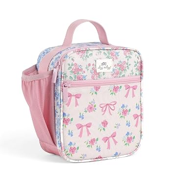 Itzy Ritzy Toddler Lunch Box - Kids Lunch Bag is Insulated and Includes Water Bottle Holder Plus 2 Pockets - Durable, Easy to Clean Lunch Box Toddler Bag Ribbons & Roses