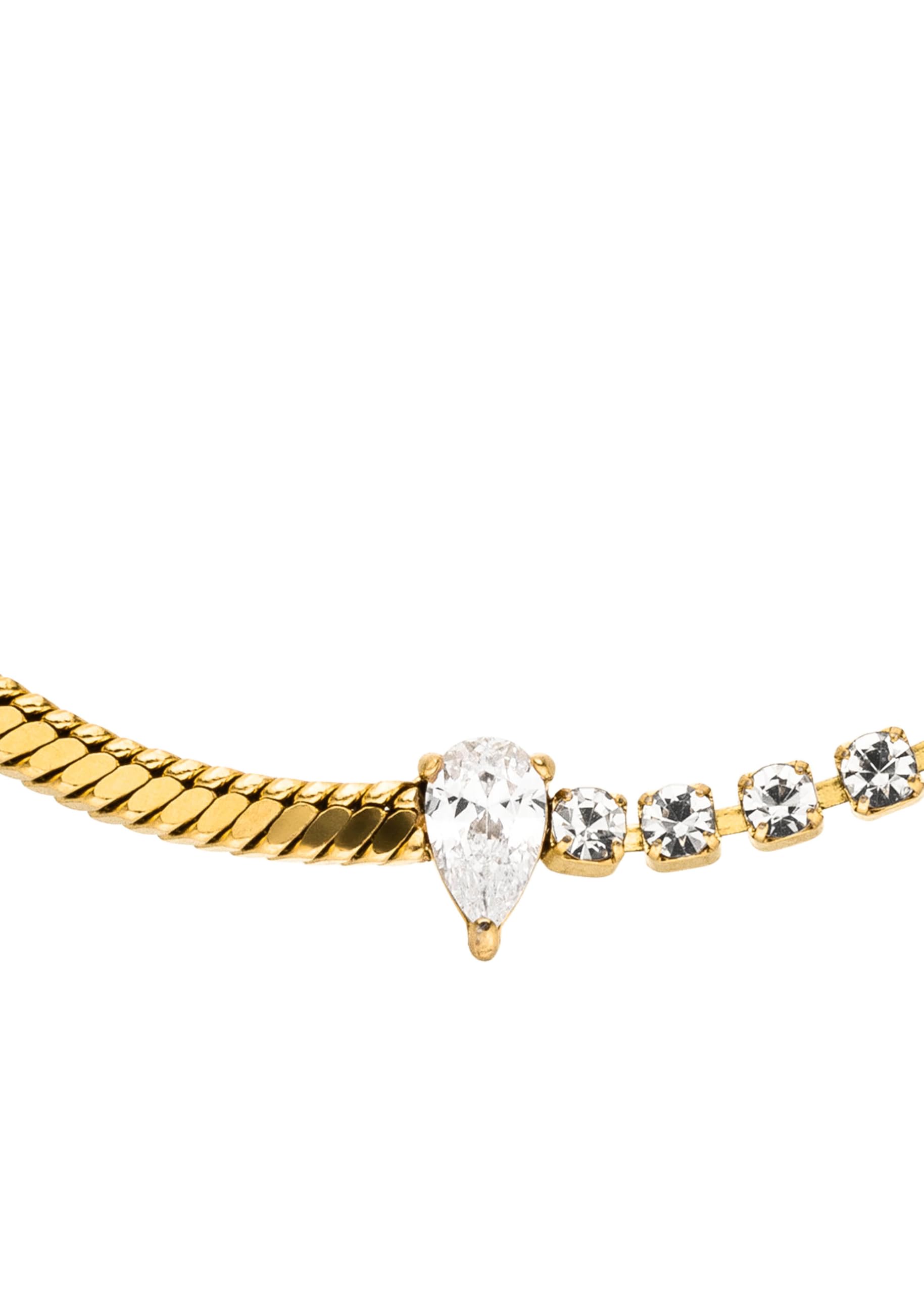 Purelei® Fusion – Pulsera de dos piezas con cadena de tenis de circonita y cadena de serpiente – Acero inoxidable chapado en oro – Piedra de gota blanca – Ajustable 16 – 20 cm – Oro/Plata/Oro Rosa
