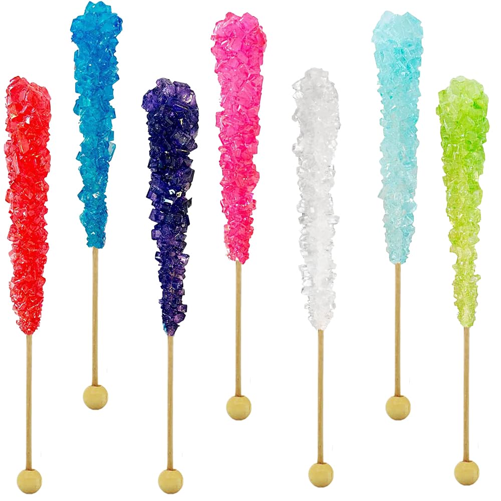 Fruidles Rock Candy Lollipops Pops Suckers, Variety Color Assortment, Individually Wrapped, 6.5" (24-Pack)