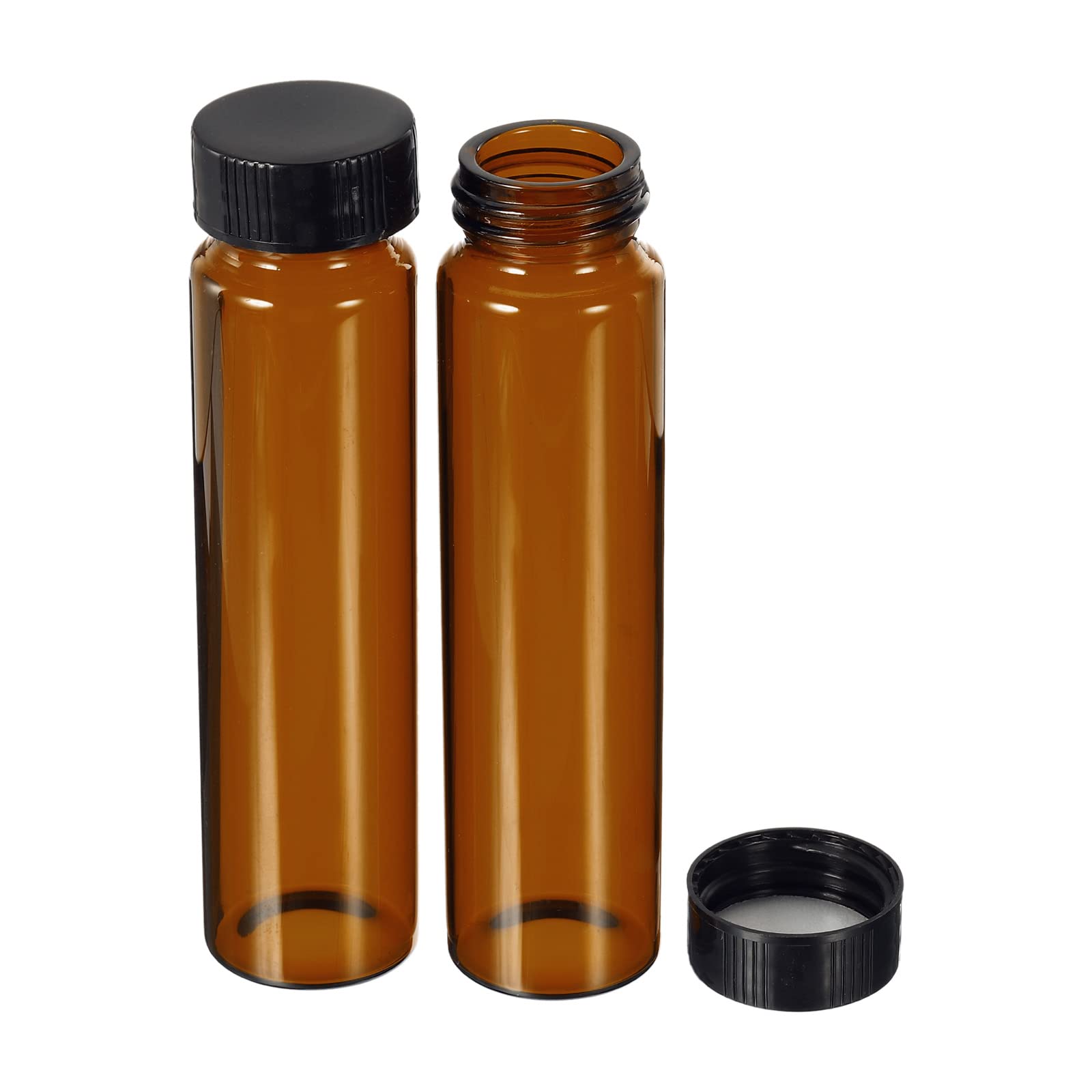 PATIKIL 50 ml Reagenz-Medienflasche, 10 Stück, runde Glas-Aufbewahrungsflaschen, Kunststoff-Schraubverschluss für Labor, Braun