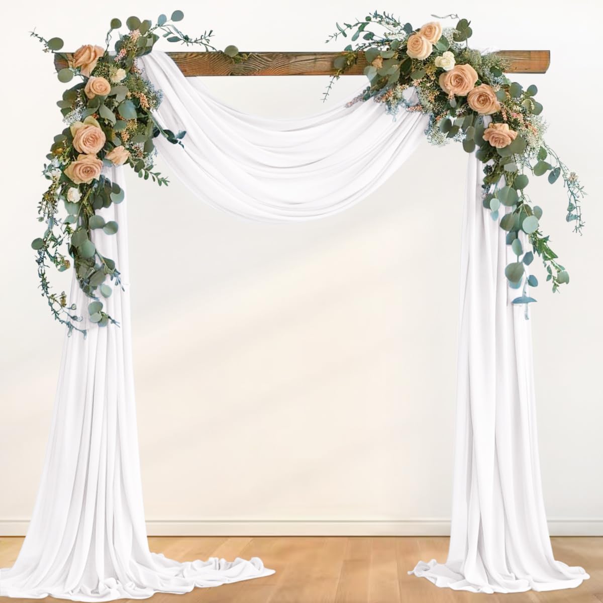 White Wedding Arch Draping Fabric Glitter 2 Panels 29" × 240"