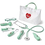 Phobby Kids Doctor Kit, 8 Pieces Toddlers Doctor Playset with Medical Storage Bag & Real Stethoscope, Pretend Play Doctor Toys Christmas Birthday Gift for Boys Girls Aged 3 4 5 6 (Green)