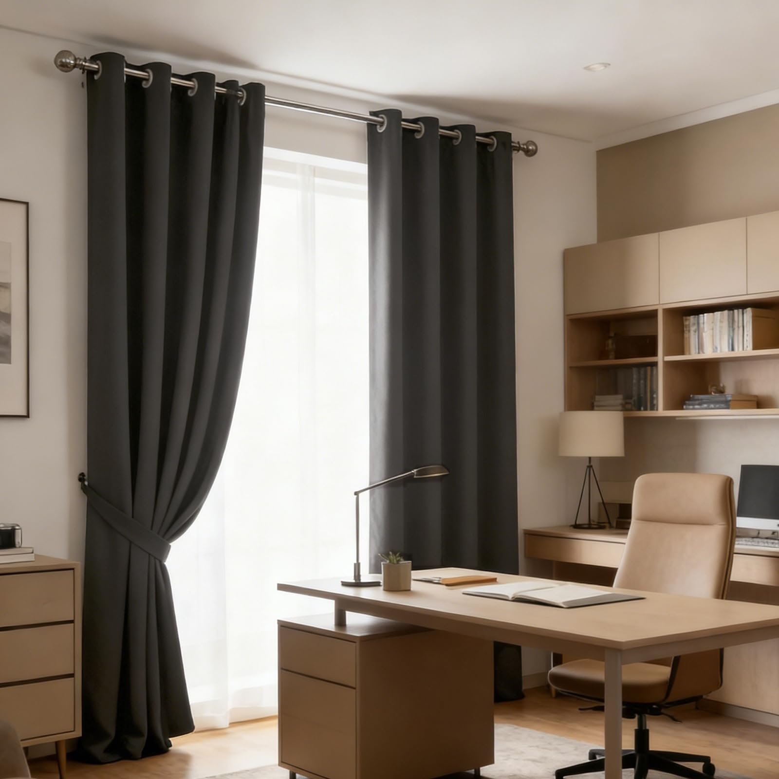 Rideau pour coucher et vitrage de balcon rideau opaque anti chaleur gris 160 x 240 cm