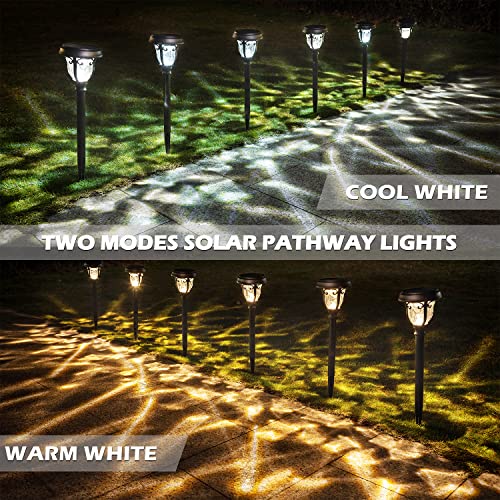6 Solar Pathway Lights & 8 Solar Glass Solar Pathway Lights, Solar Metal Waterproof Light Outdoor Decoration For Garden #TOP3