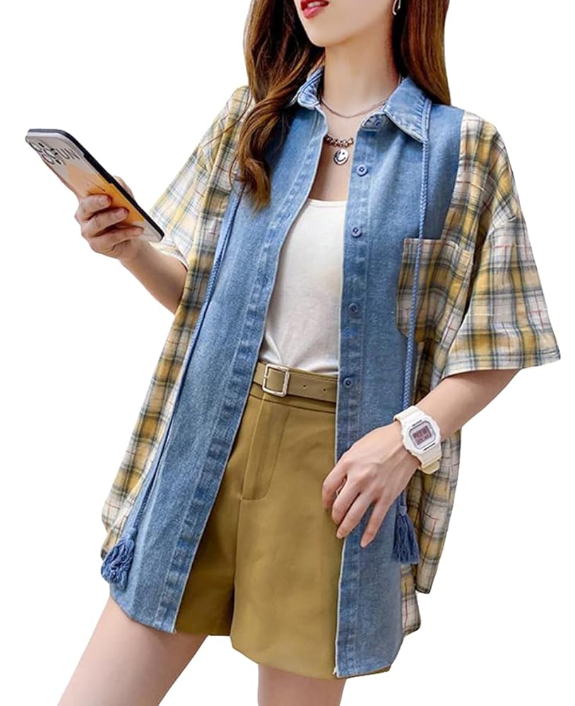 Amazon | [TAITENG] デニムシャツ レディース ゆったり