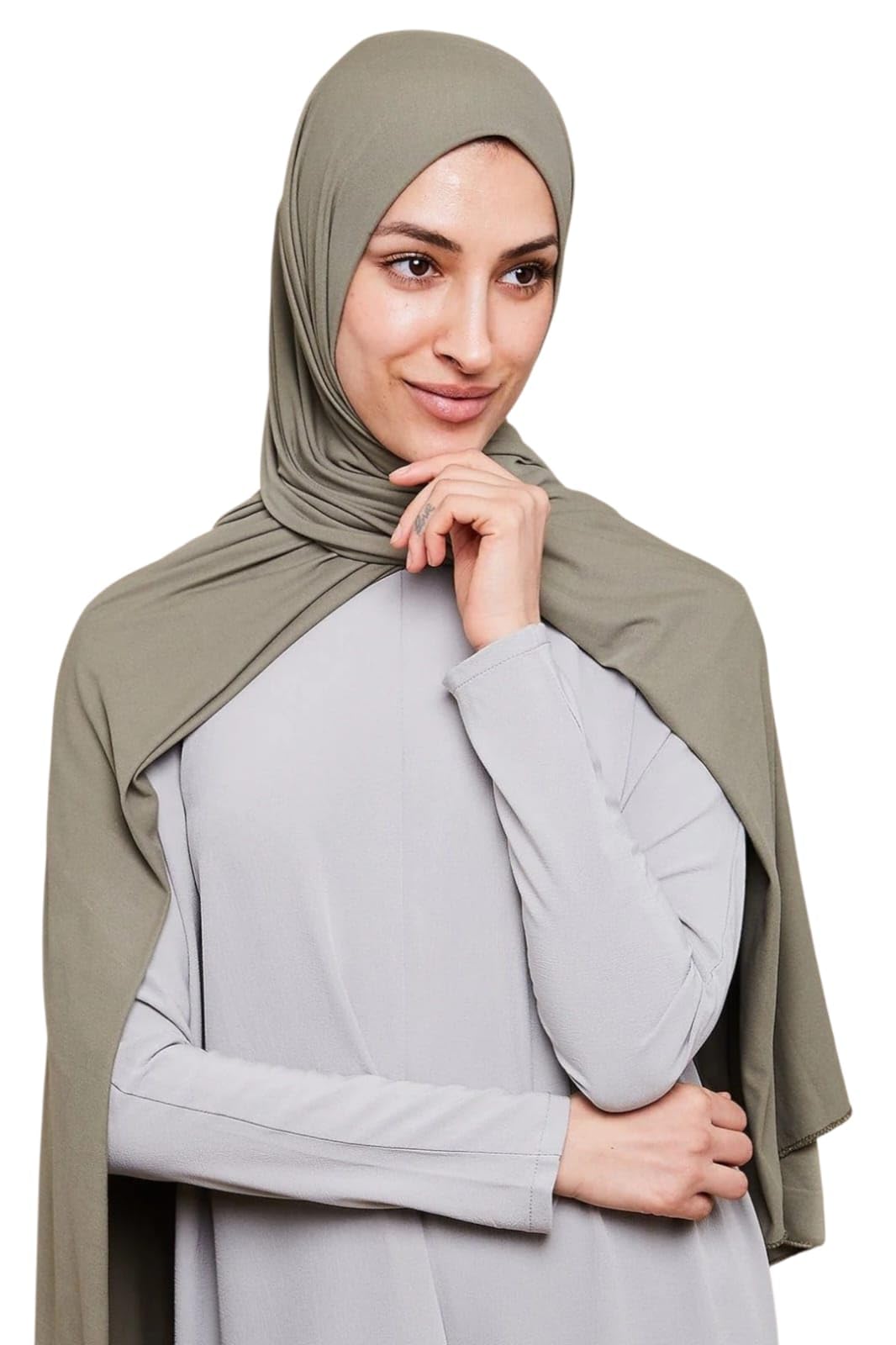Premium Jersey Hijab Scarf, Soft Cotton Blend, Sage Green-image-39