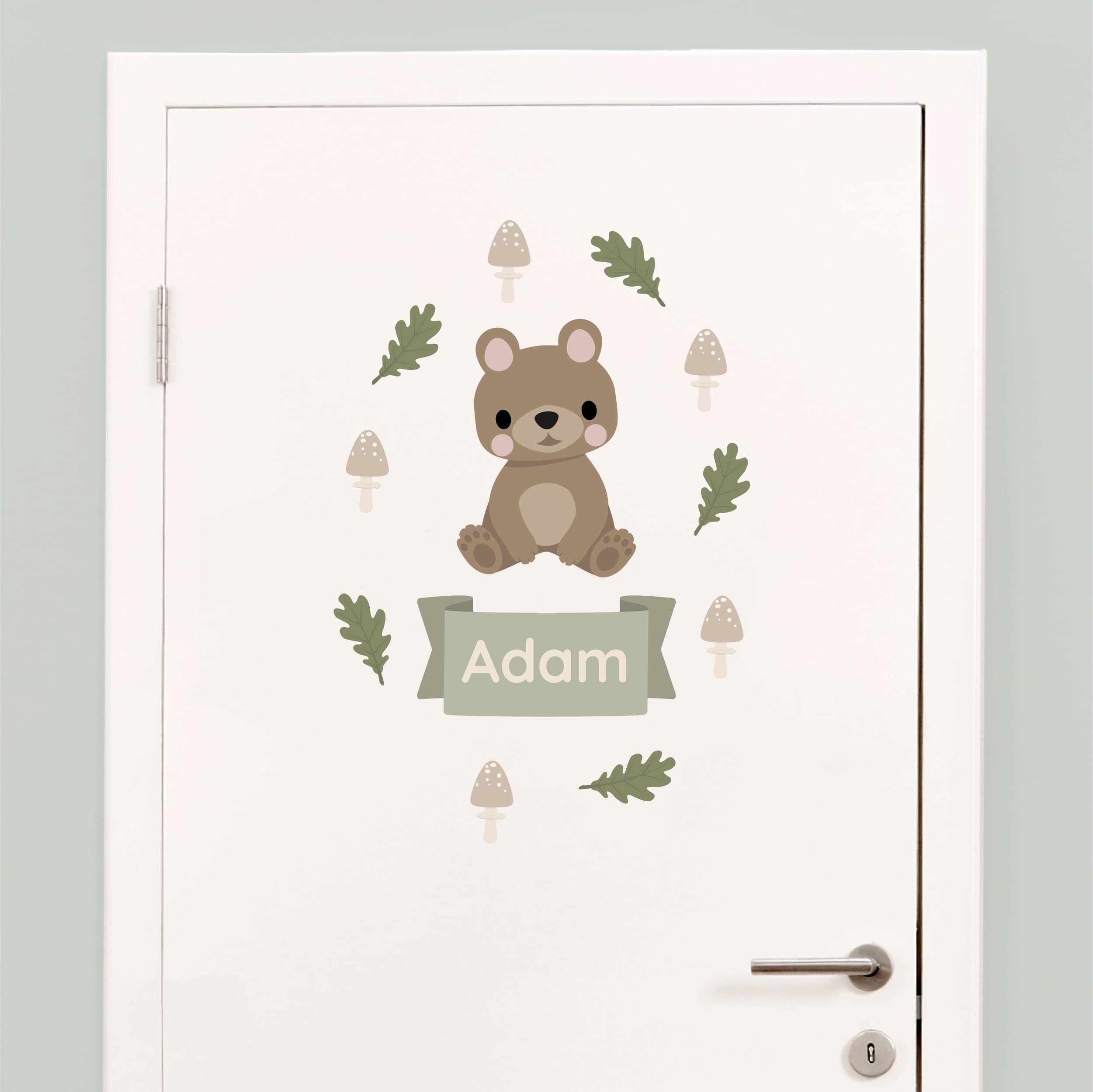My Nametags Forest Animals: Bear My Nametags® Personalised Bear Name Door Stickers For Kids | Self-Adhesive Room Decor For Walls, Doors Or Furniture | Easy To Apply Door Decoration For Child's Bedroom, Nursery Or Playroom