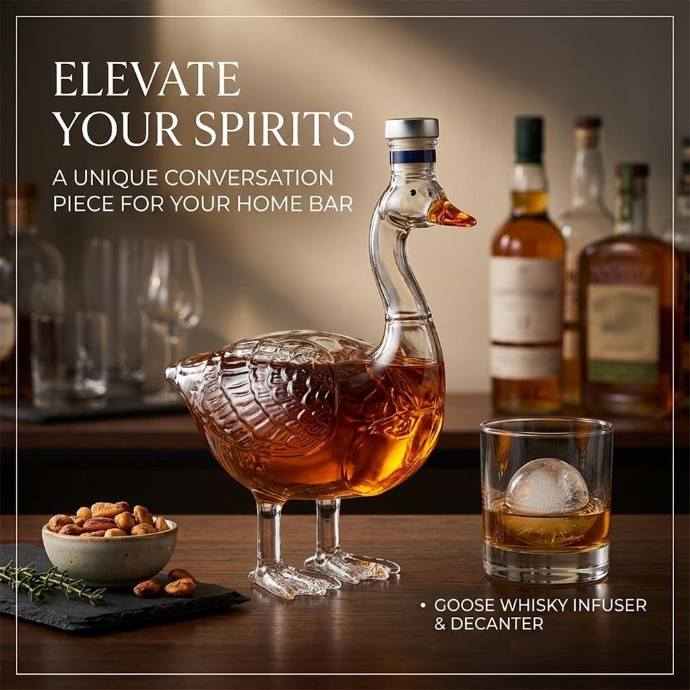 Szklana karafka do whisky z gęsim wzorem, unikalny pojemnik na alkohol do degustacji piwa, wystrój domu, prezent ślubny, Dzień Ojca, wieczór kawalerski, przedmiot kolekcjonerski