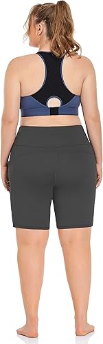 Miniatura 5 de ZERDOCEAN Pantalones cortos de ciclismo para mujer, talla grande, de 8 a 5 pulgadas, cintura alta, para yoga, entrenamiento, deportes, atletismo,