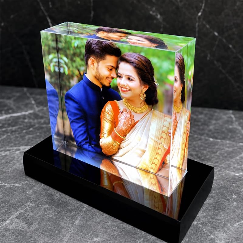 Custom 3D Crystal Photo Frame with LED Base, Personalized Picture Engraved Glass Display Stand ! Best Gift for Couples, Wedding, Birthday ! Pack of 1-image-13
