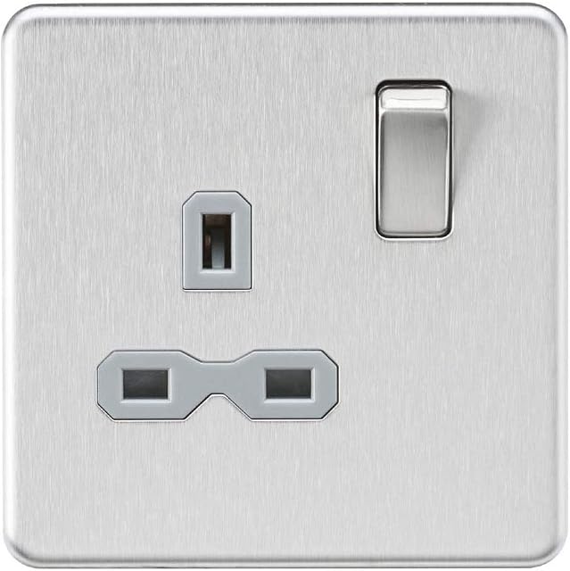 Knightsbridge SFR7000BCG Screwless 1G Dp Switched Socket, Silver