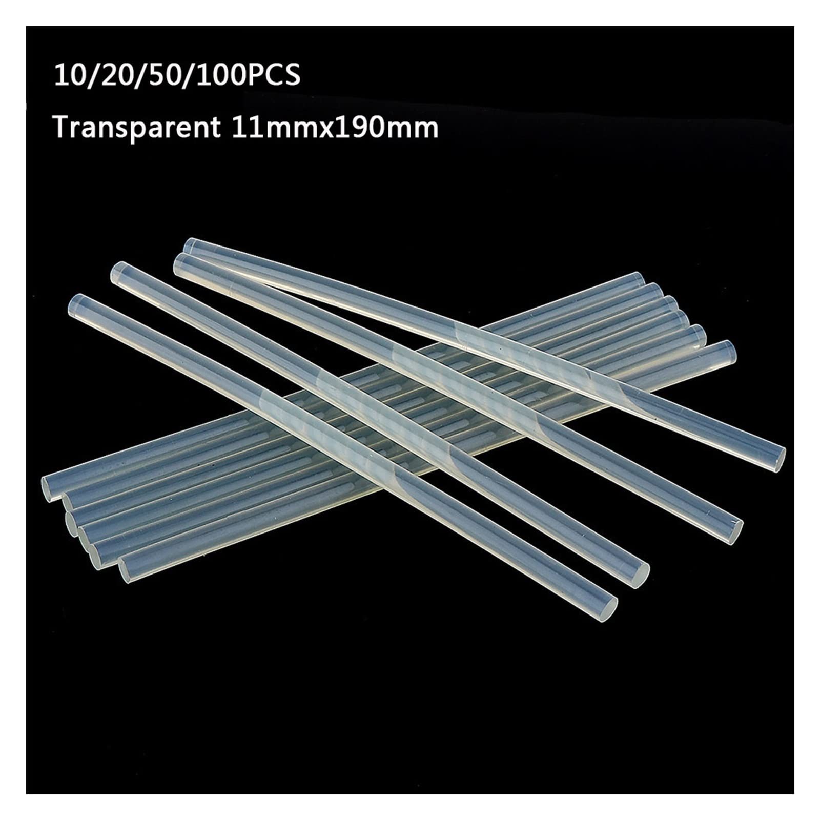 Stick di colla a caldo, Stick di colla a caldo for riparazioni fai da te trasparenti nere 7-11mm 190-270mm(Black 11mm X 270mm,100Pcs)
