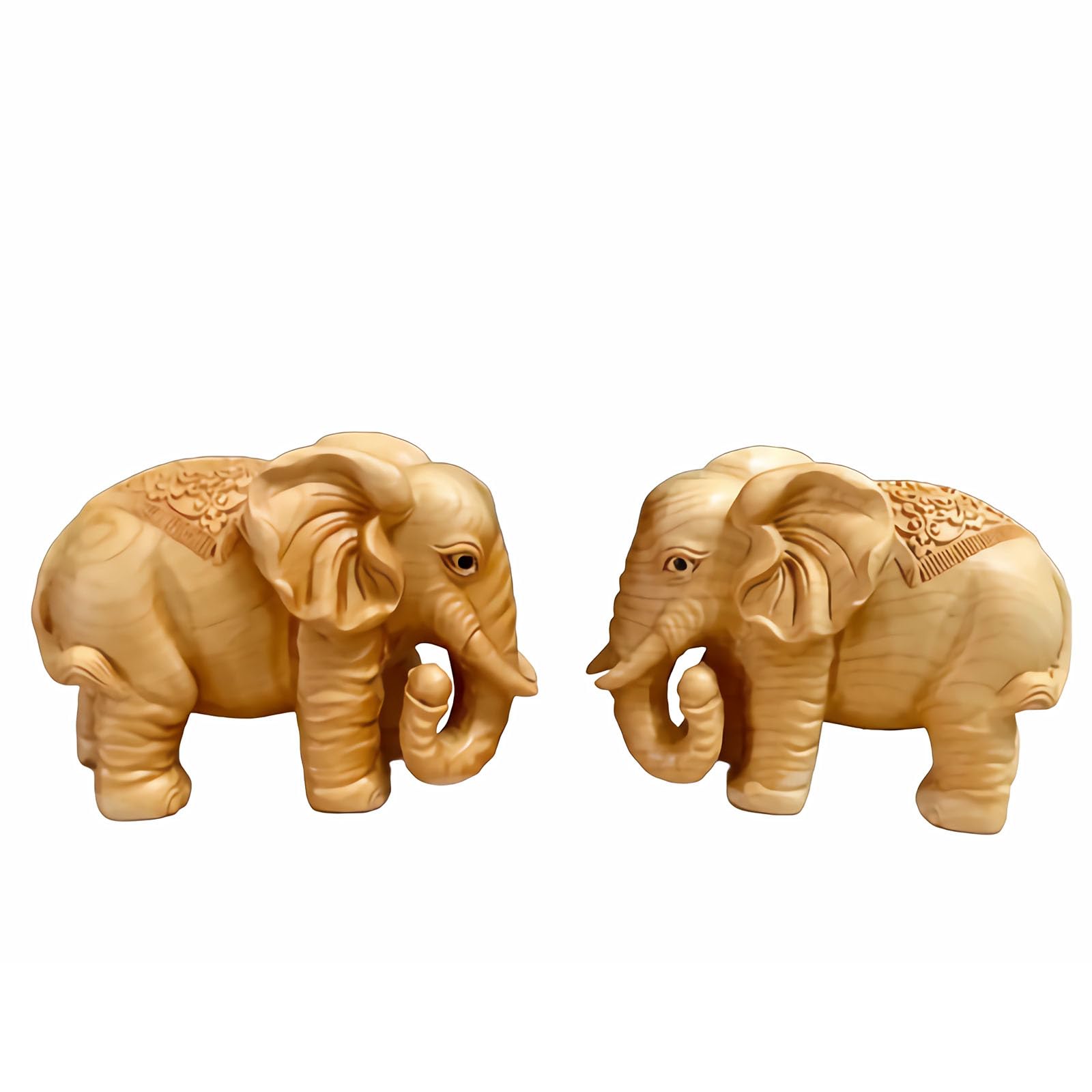 Amazon.co.jp: 象の彫刻2個セットトゥジャ材製,木製彫刻 木彫りミニ型