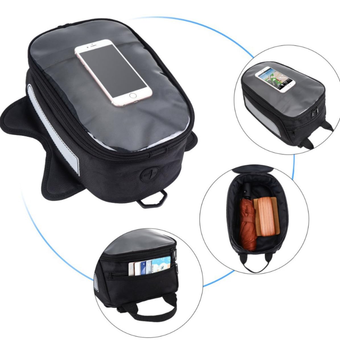 Bolsa de Depósito para Motocicleta Negra de Lona Oxford