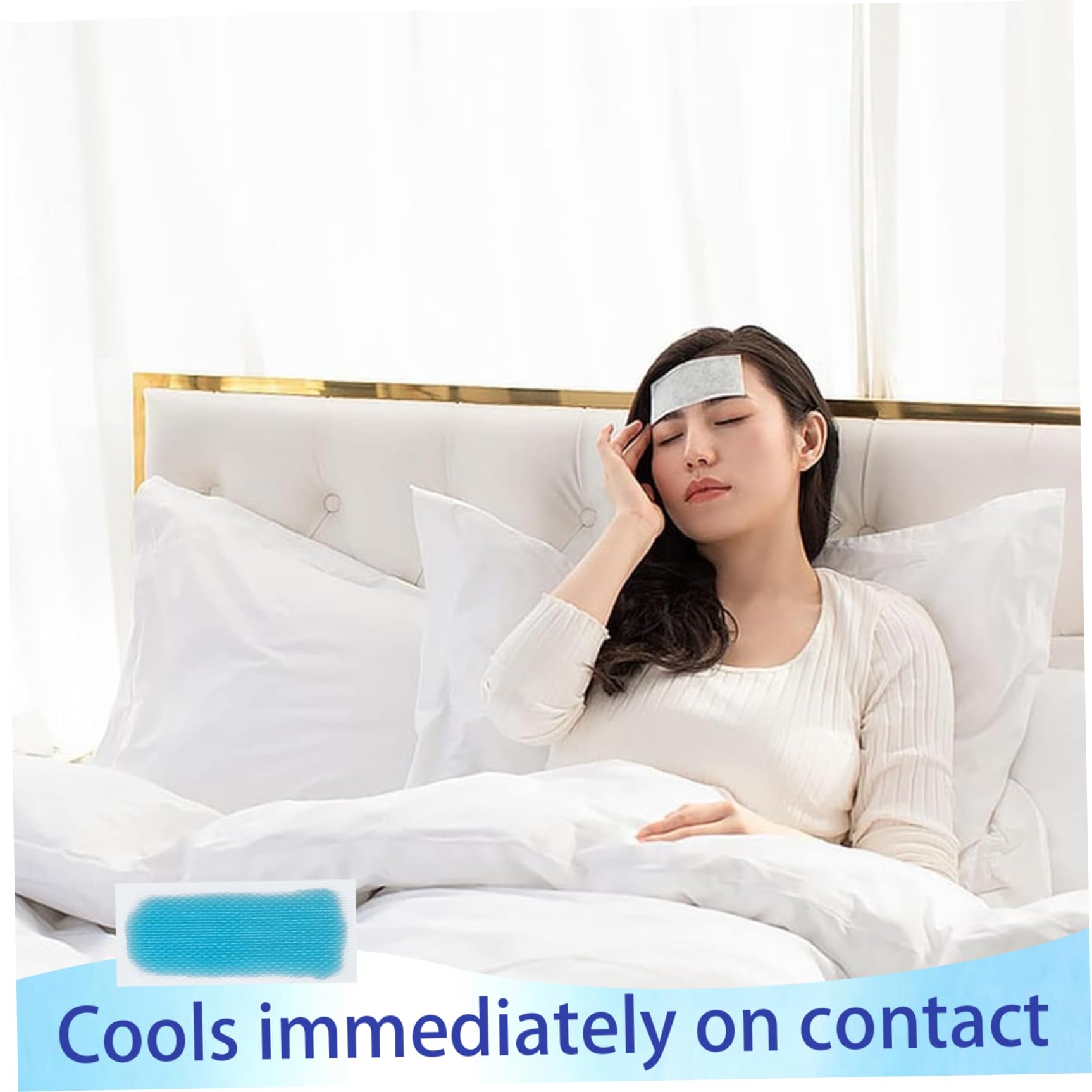 Cooling Patcher 100 piezas de parche de fiebre larga de enfriamiento instantáneo para niños Paquete de hielo de gel listo para usar para dolor de cabeza, fiebre, alivio del dolor, migraña, d