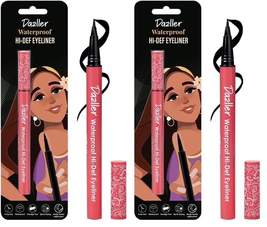 Image of Dazller Hi-Def Eyeliner|Velvet Matte|Water-Resistant|Smudge-Proof|Long Stay|Single Stroke|Precise Application|Black|1.1gram, Gel (Pack of 2)