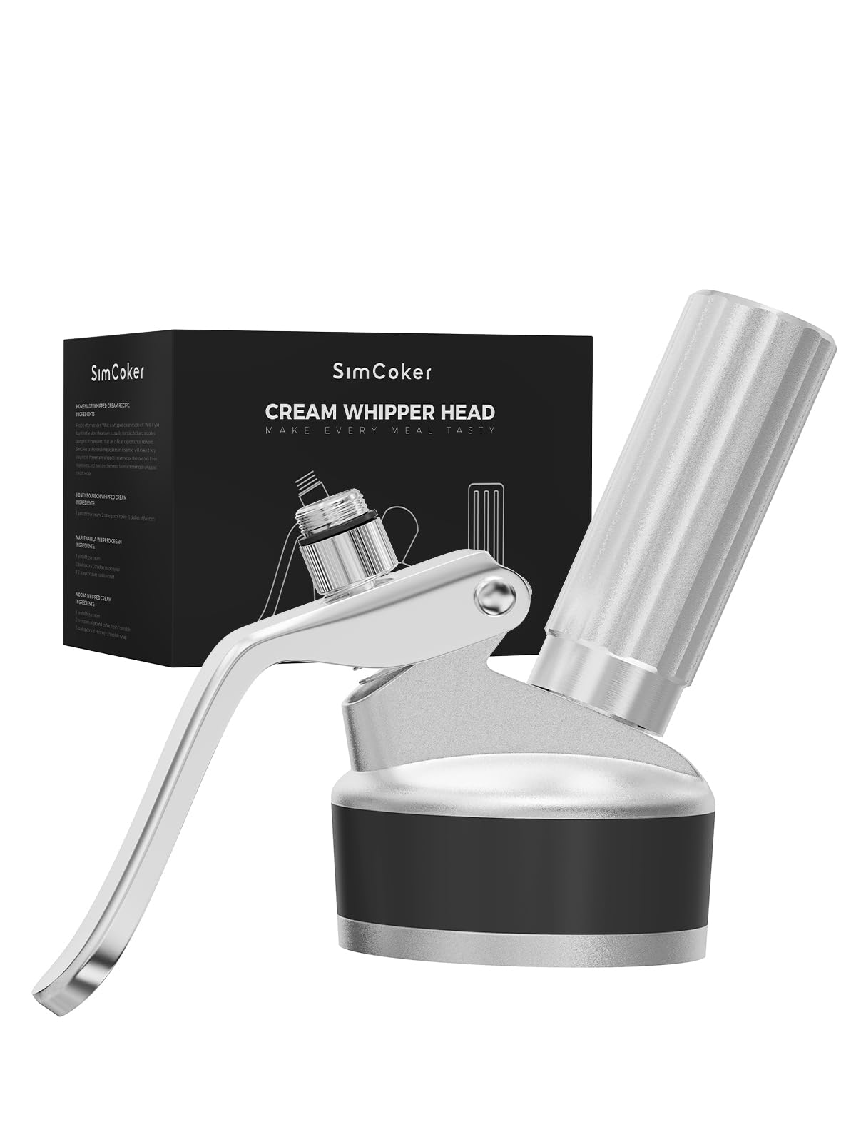 SimCoker Whipped Cream Dispenser Head, with Cream Charger Holder and Head-Gasket, Replacement Parts fit Most Whip Cream Maker/Cream Whipper(Aluminum)