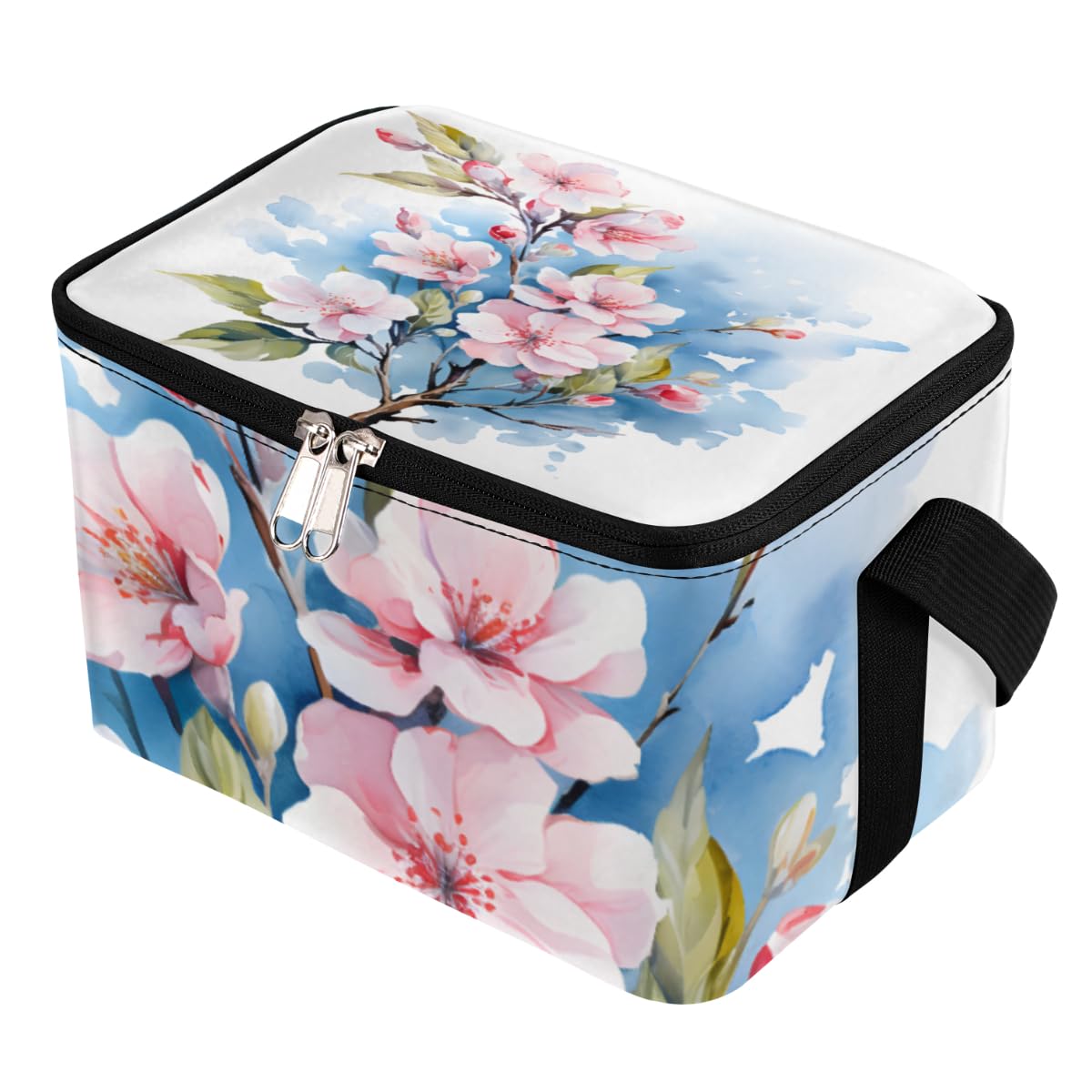GzLeyigou Lunch Bags for Women Men 9 Cans,Beautiful Flower Hot & Cold Food Delivery Bag Insulated Grocery Bag Insulated Lunch Box Pinks Cooler Bag for Office Work Picnic Beach