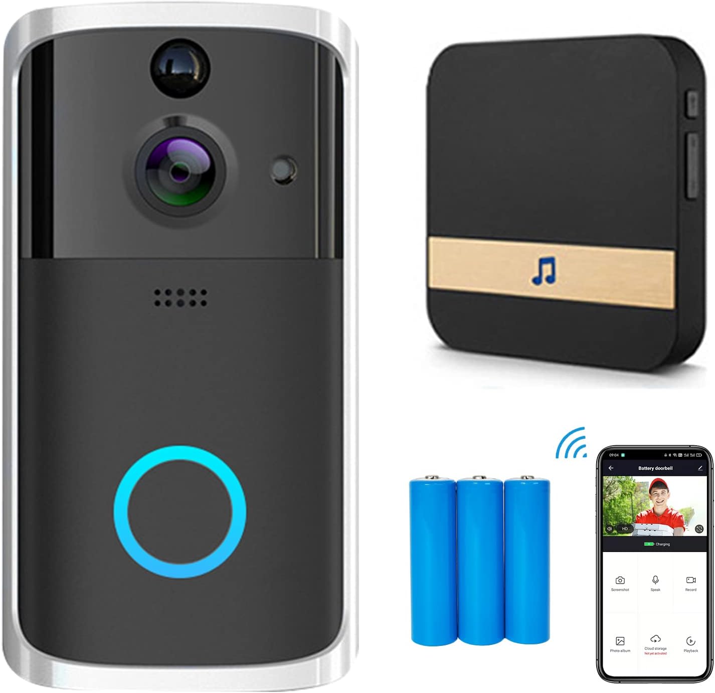 Wireless Doorbell Camera with Chime and Battery, Tuya Smart Video