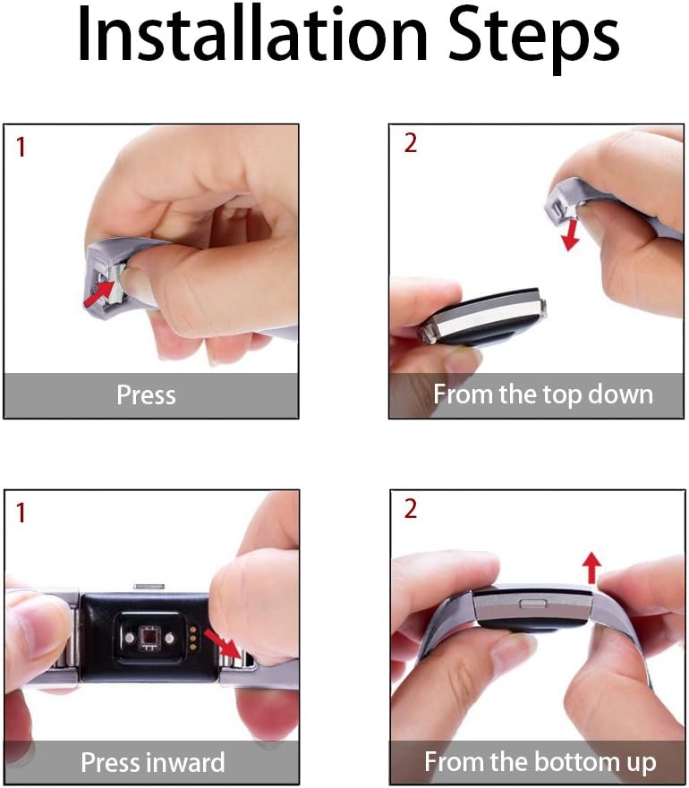 بندهای جایگزین POY سازگار برای مچبندهای ورزشی Fitbit Charge 2، نسخه کلاسیک و ویژه قابل تنظیم اسطوخودوس با کمی خاکستری بزرگ