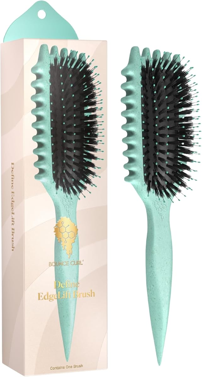 Cepillo EdgeLift Bounce Curl Define, herramienta 5 en 1 para rizos, ondas y espirales definidos sin esfuerzo, reduce el encrespamiento - verde azulado