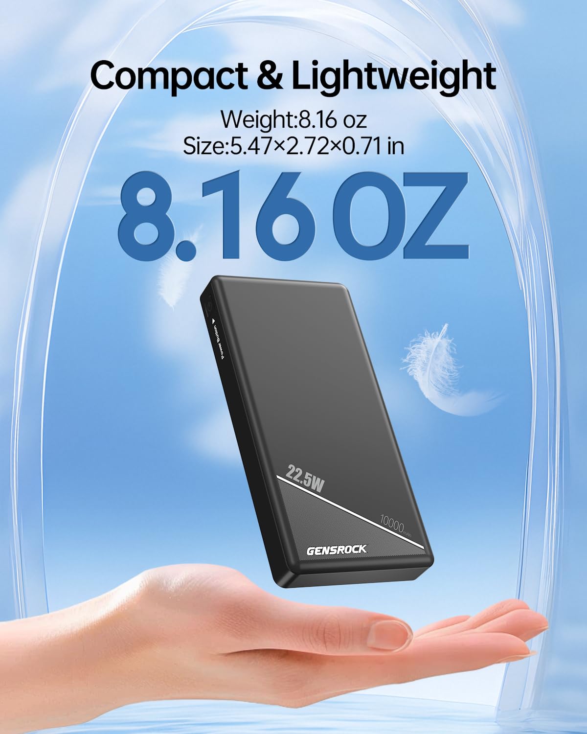 GENSROCK Confezione da 2 caricabatterie portatili Power Bank da 10000 mAh, PD 22,5 W, ricarica rapida, display a LED, batteria per iPhone17/16/15/14/13 Series, Samsung, Google, Pixel, LG, iPad